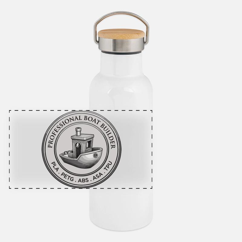Professional Boat Builder – 3D Druck Emblem Panorama Thermosflasche mit Bambusdeckel