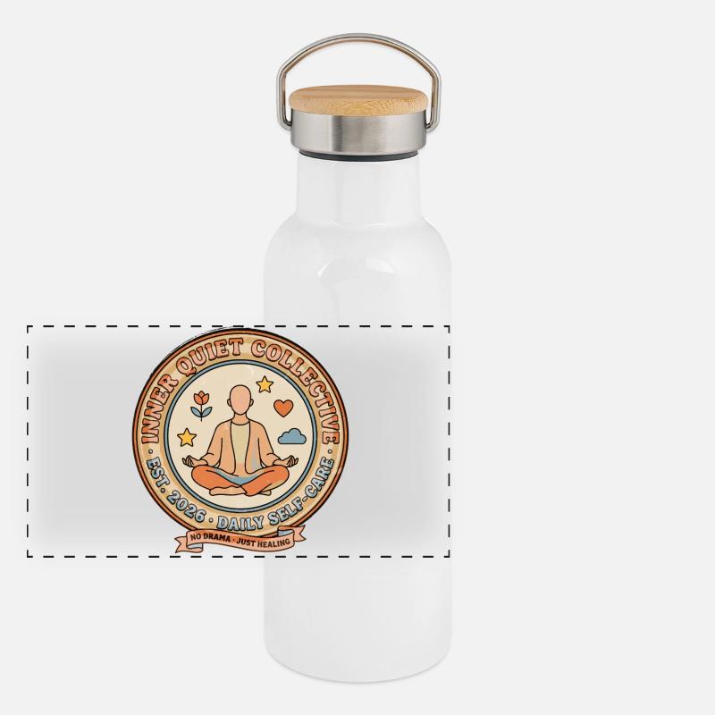 Inner Quiet Circle Tägliche Selbstfürsorge Panorama Thermosflasche mit Bambusdeckel