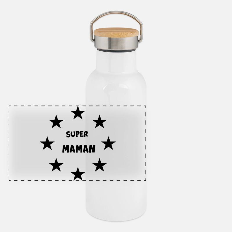 Super Mom - Panoramic Thermal Bottle with Bamboo Lid - white