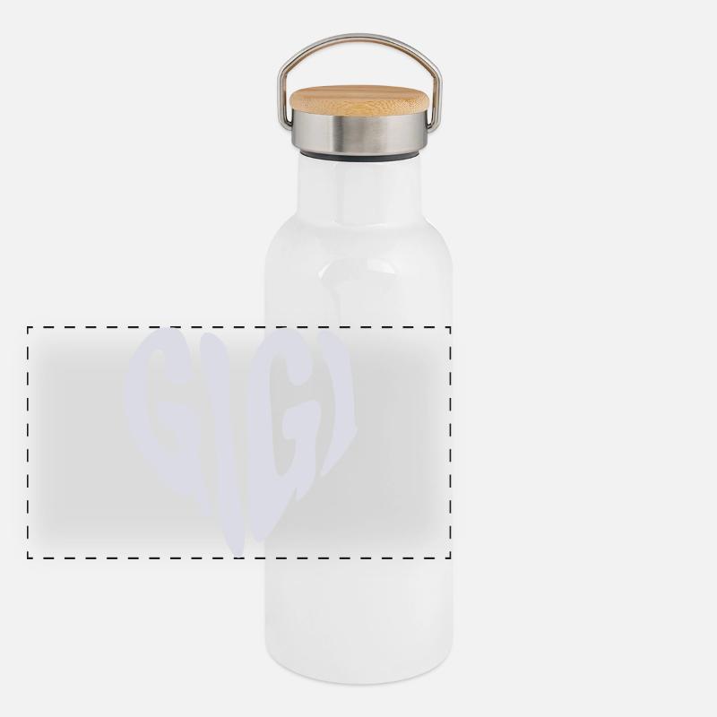 Gigi - Small Heart Graphic (Custom Color) Panoramic Thermal Bottle with Bamboo Lid
