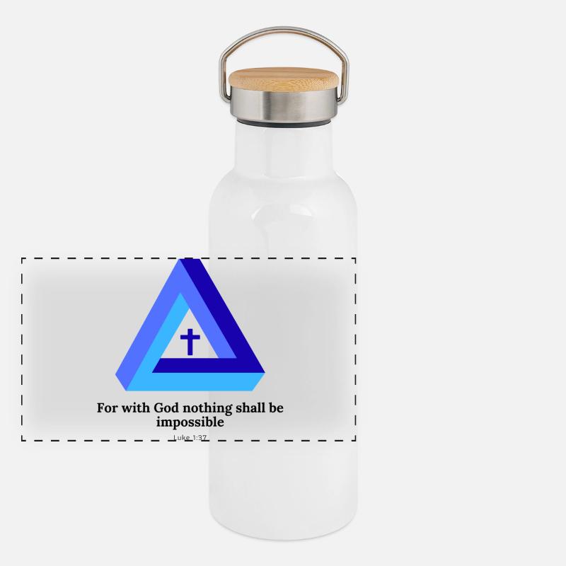 For with God nothing shall be impossible. Luke1:37 Panorama Thermosflasche mit Bambusdeckel