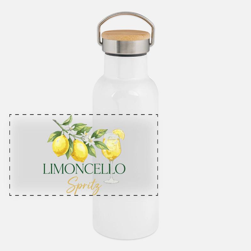 Limoncello Spritz – Boisson d’été au citron Gourde isotherme avec bouchon en bambou