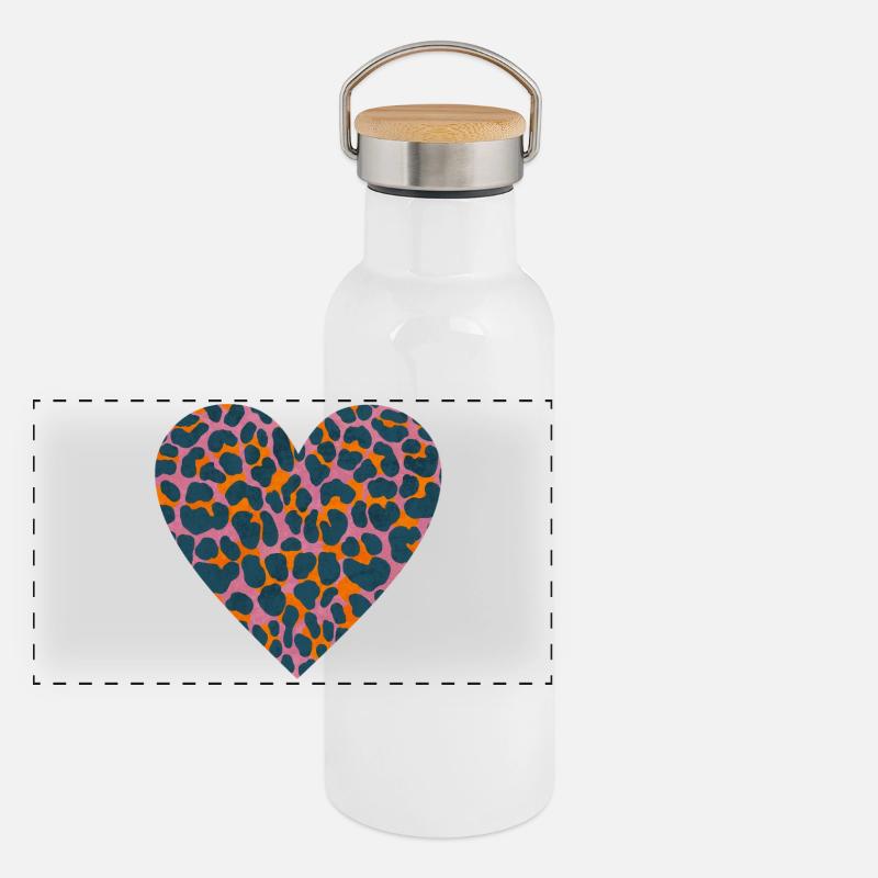 Cœur de Léopard Gourde isotherme avec bouchon en bambou