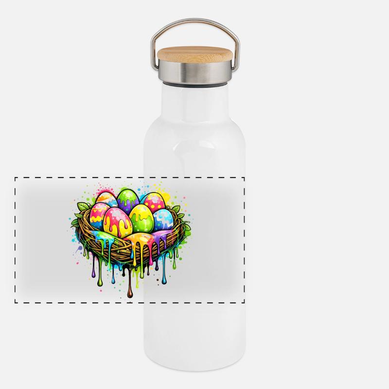 Buntes Osternest im Graffiti Stil  Panorama Thermosflasche mit Bambusdeckel