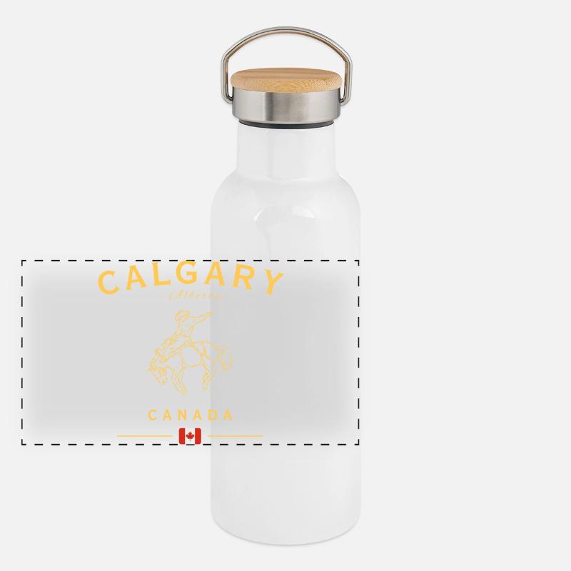 Calgary Rodeo Gold Alberta Canada Gourde isotherme avec bouchon en bambou