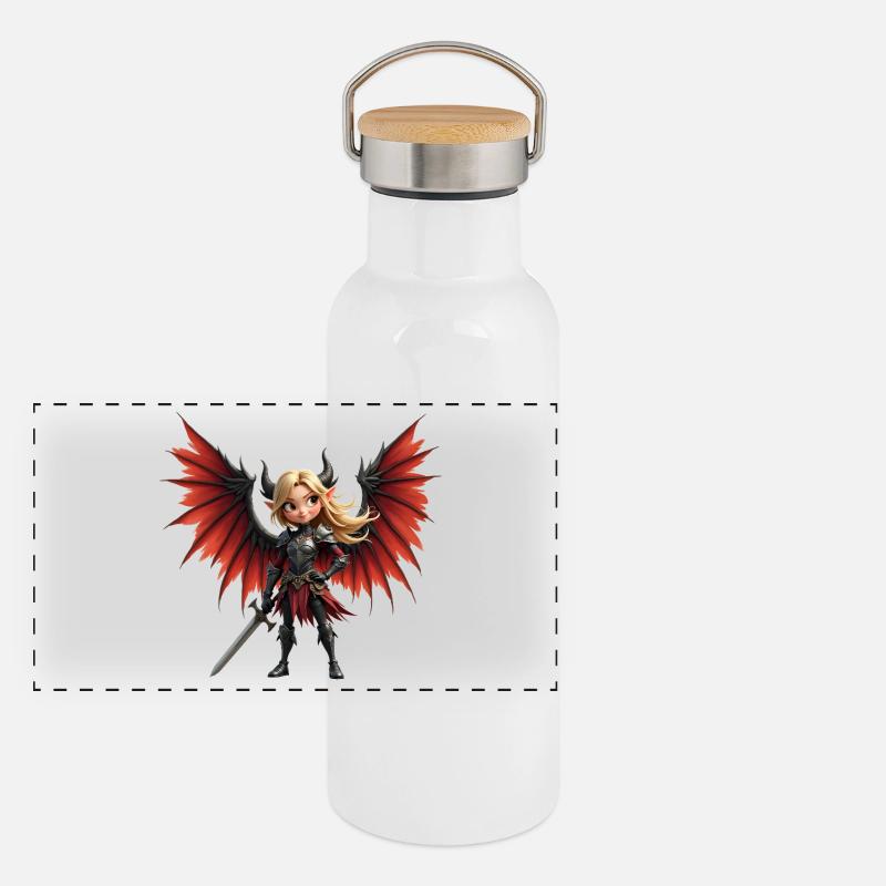Guerrier aux Ailes Rouges Gourde isotherme avec bouchon en bambou