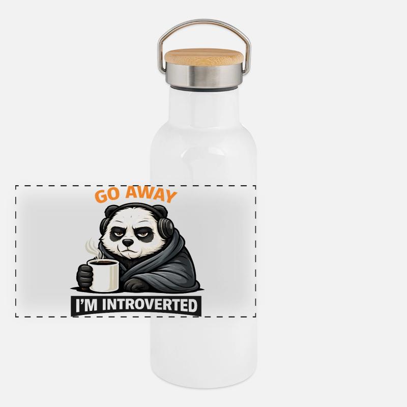 Introvertierter Panda Kaffee-Tee Panorama Thermosflasche mit Bambusdeckel