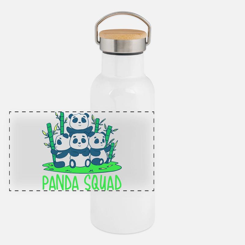 Panda Squad Kids Panorama Thermosflasche mit Bambusdeckel