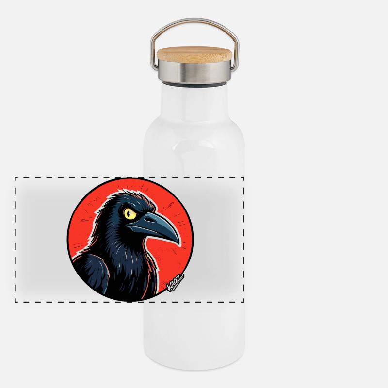 Noir raven in Red Orbit Panoramic Thermal Bottle with Bamboo Lid