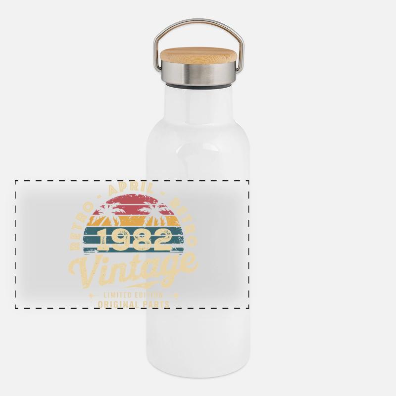 Avril 1982 – April 1982 Panorama Thermosflasche mit Bambusdeckel