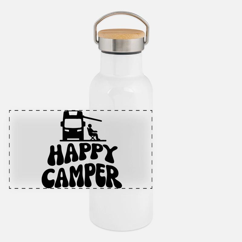 Happy Camper Panorama Thermosflasche mit Bambusdeckel