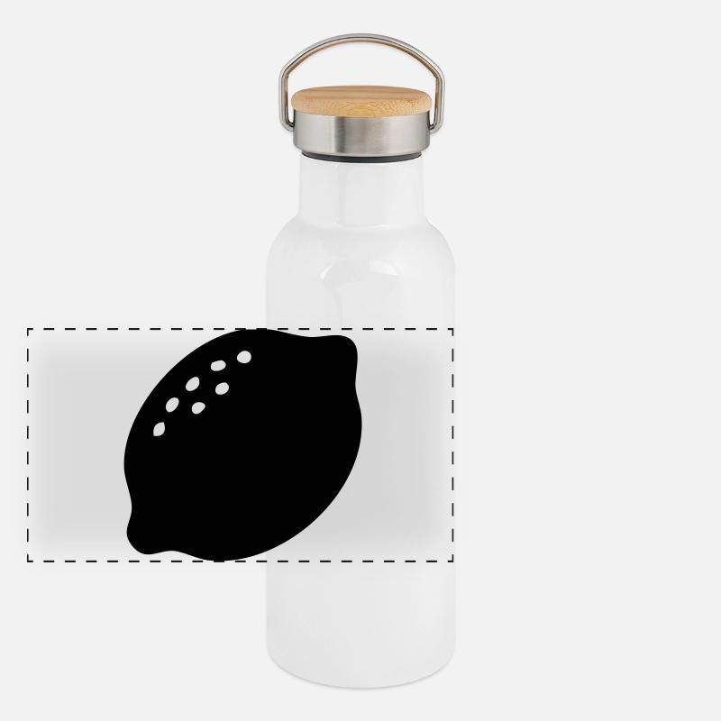 Lemon Silhouette – Fresh Citrus Design Panoramic Thermal Bottle with Bamboo Lid