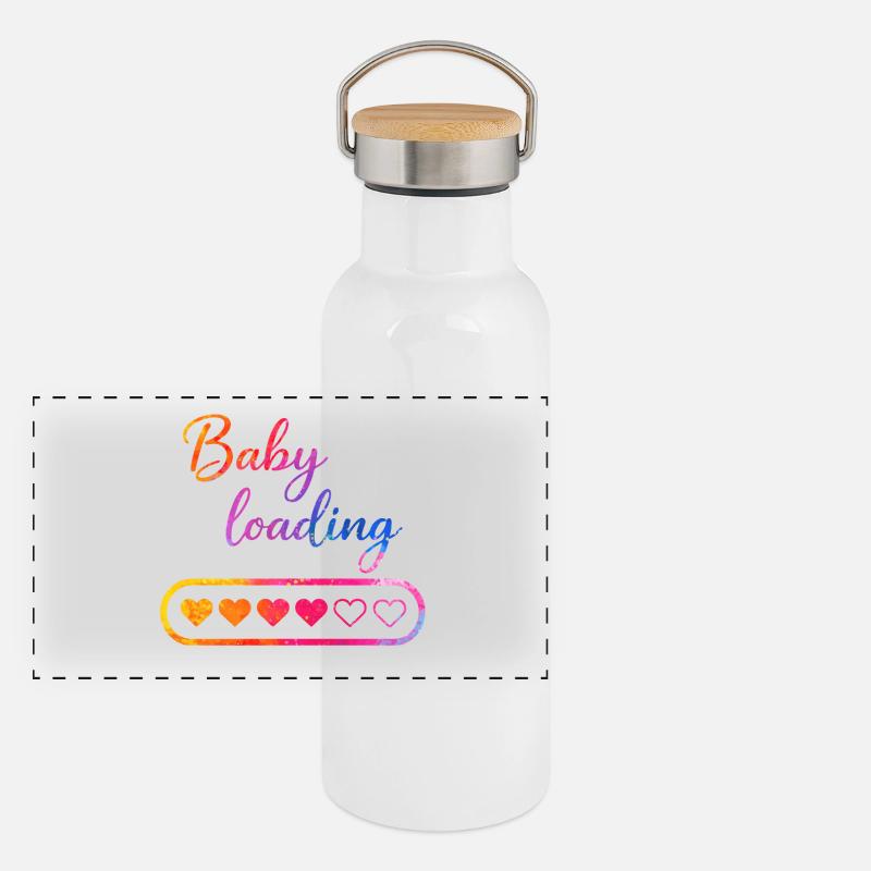 Baby loading heart Panoramic Thermal Bottle with Bamboo Lid