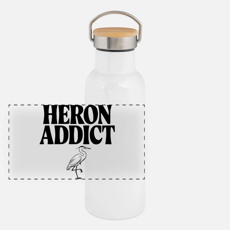 Accro au Héron Gourde isotherme avec bouchon en bambou