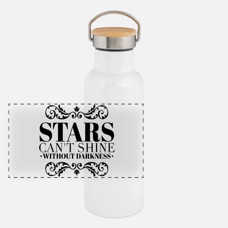 Stars Shine Without Darkness Quote Panoramic Thermal Bottle with Bamboo Lid