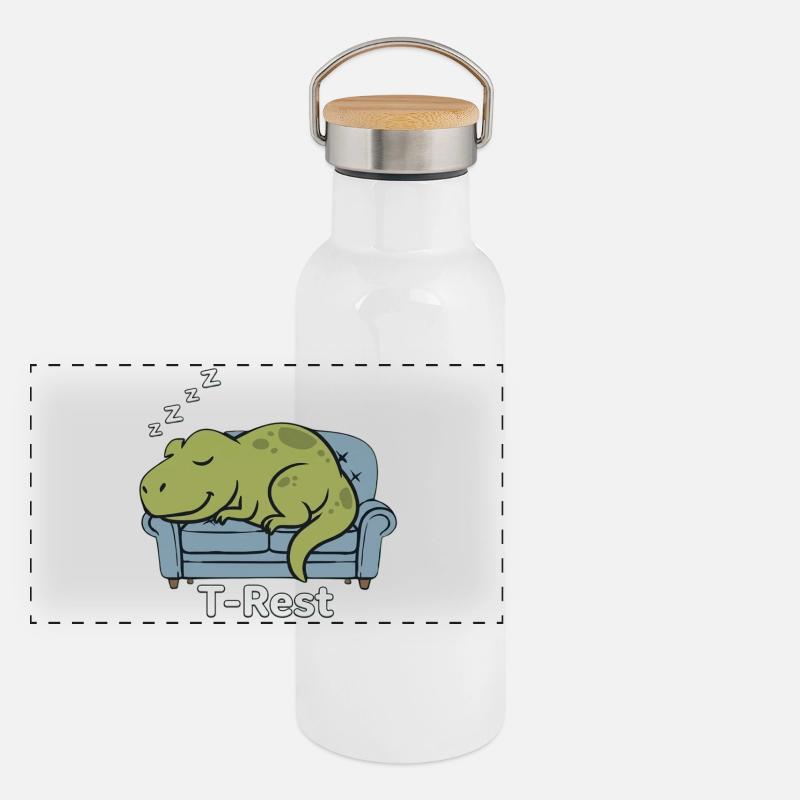 T-Rest Dino dort sur le canapé Gourde isotherme avec bouchon en bambou