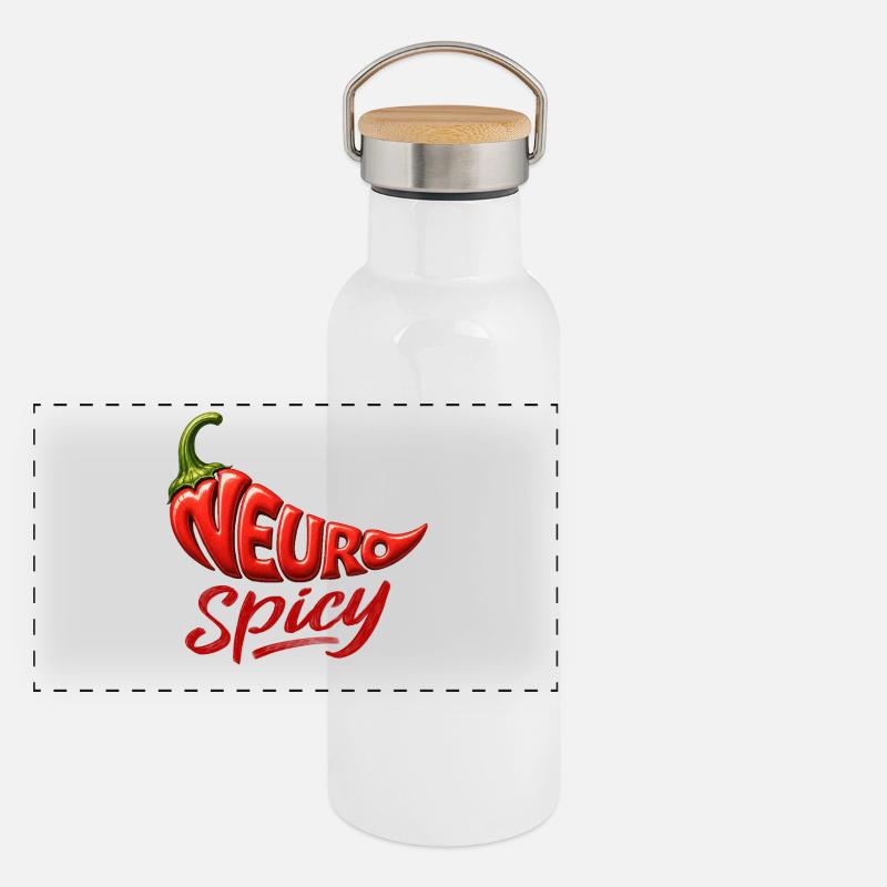 Neurospicy Pepper – Funny Neurodivergent Graphic Panoramic Thermal Bottle with Bamboo Lid