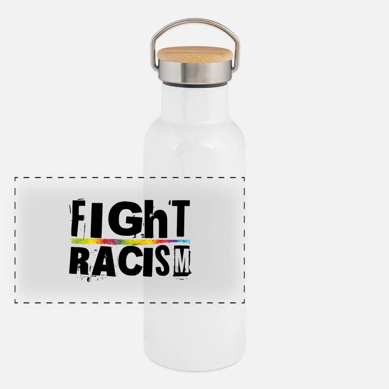 Lutter contre le racisme Gourde isotherme avec bouchon en bambou