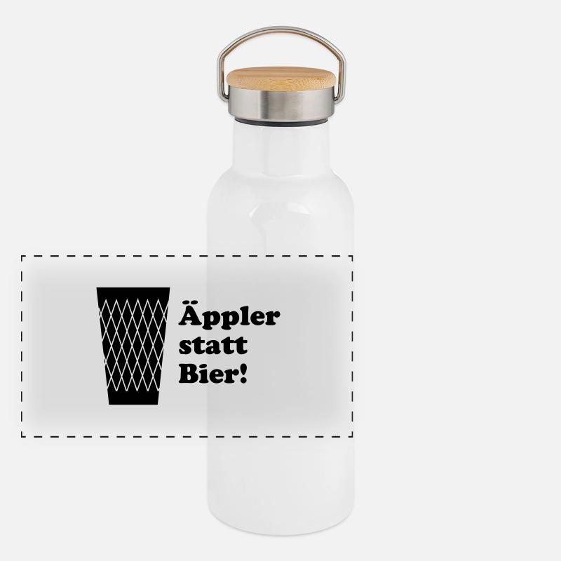 Äppler statt Bier Panorama Thermosflasche mit Bambusdeckel
