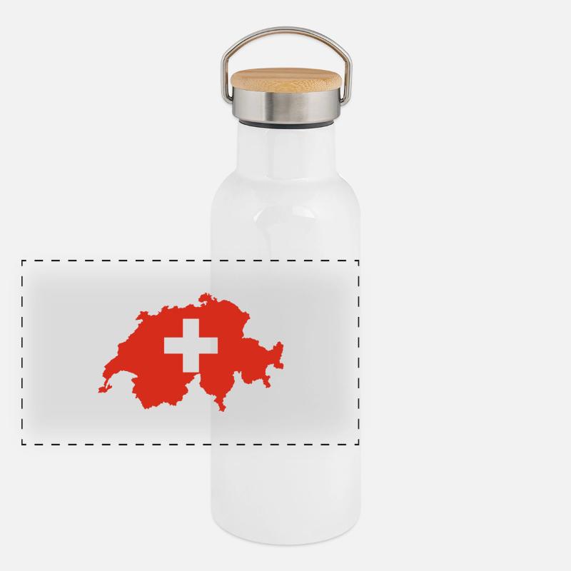 Schweiz Panorama Thermosflasche mit Bambusdeckel