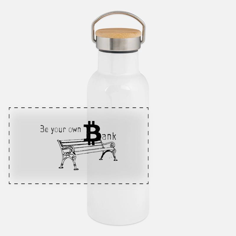 Banque Bitcoin Gourde isotherme avec bouchon en bambou