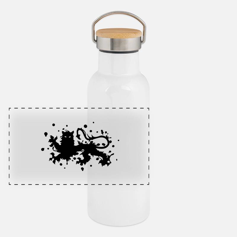 Lion Norman leon Leopard Löwe inkblots Panorama Thermosflasche mit Bambusdeckel