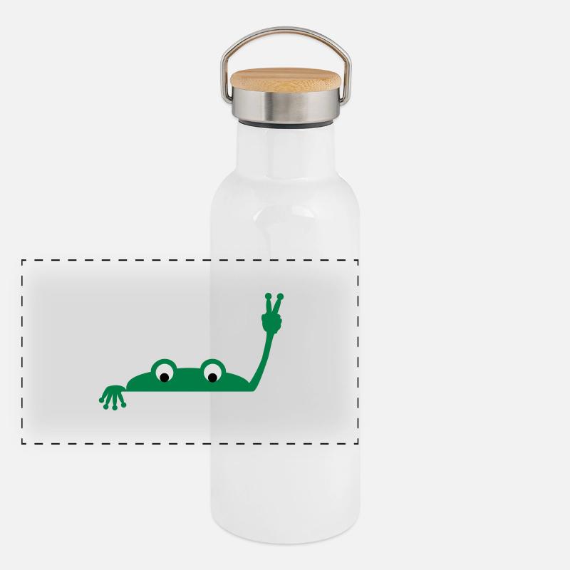 Frog face Panorama Thermosflasche mit Bambusdeckel