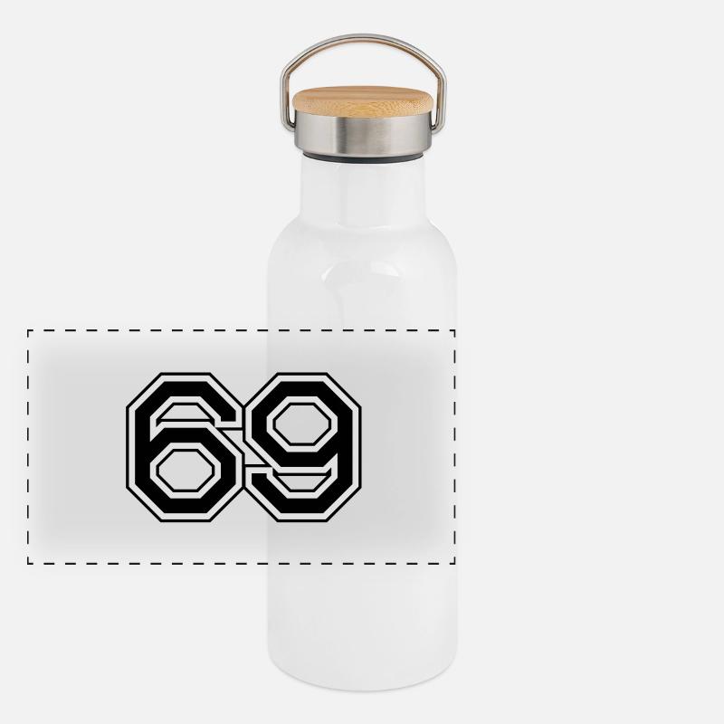 Année 69 Gourde isotherme avec bouchon en bambou