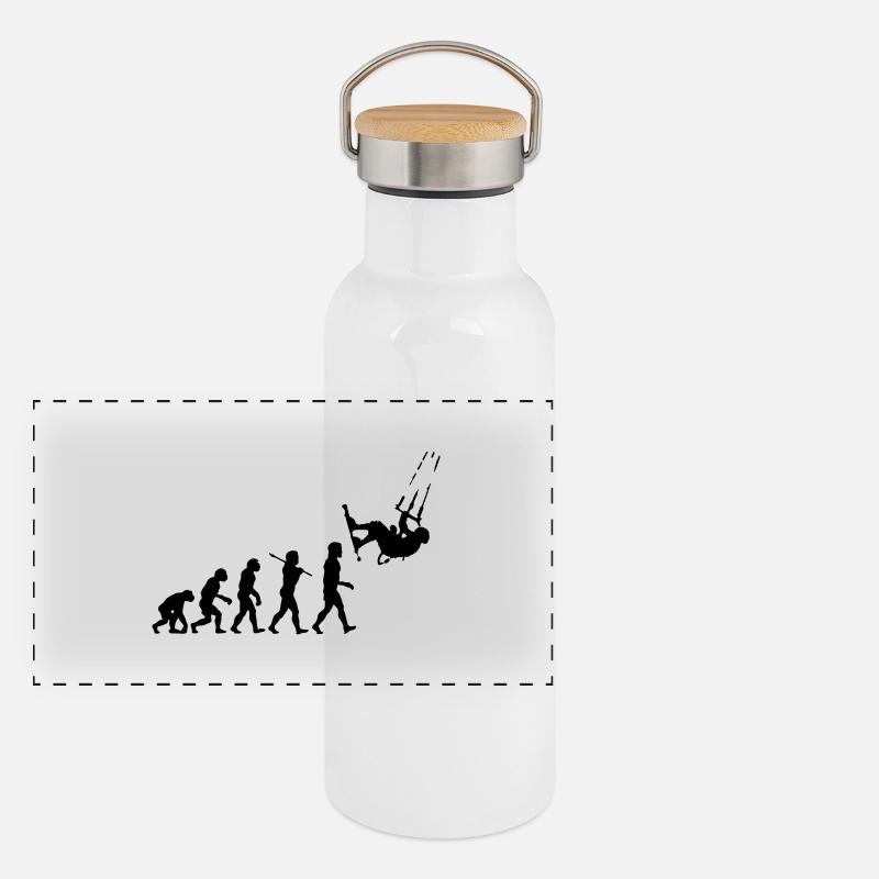 Kitesurf Evolution Panorama Thermosflasche mit Bambusdeckel