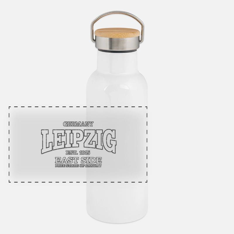 Leipzig (white oldstyle) Panoramic Thermal Bottle with Bamboo Lid