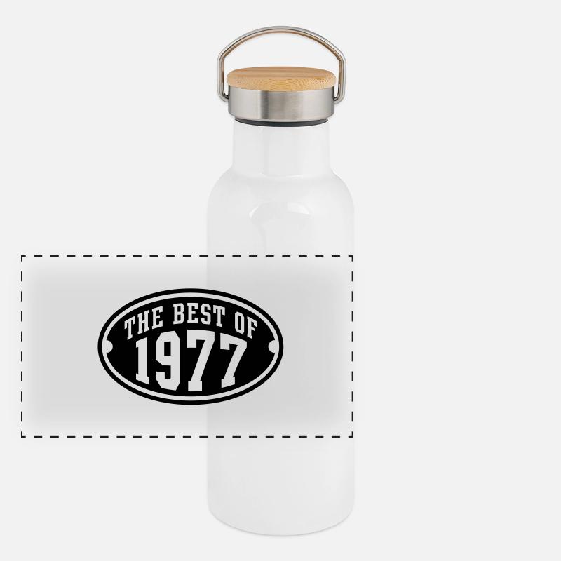 LE MEILLEUR DE 1977 - conception Anniversaire - Gourde isotherme avec bouchon en bambou - blanc