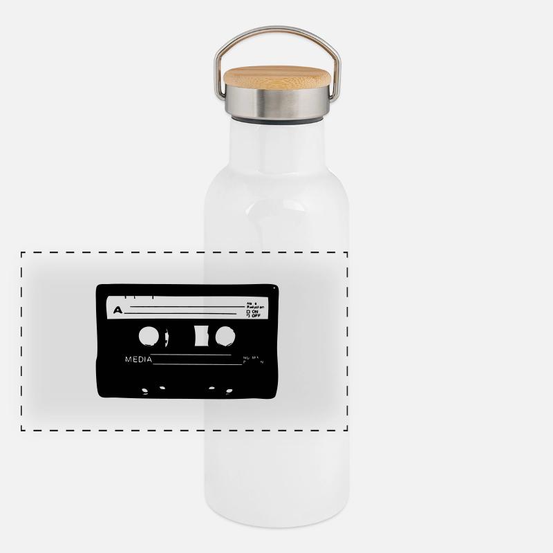 Retro Kasette Panorama Thermosflasche mit Bambusdeckel