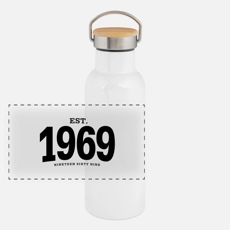 HNE. 1969 Nineteen Sixty Nine Gourde isotherme avec bouchon en bambou