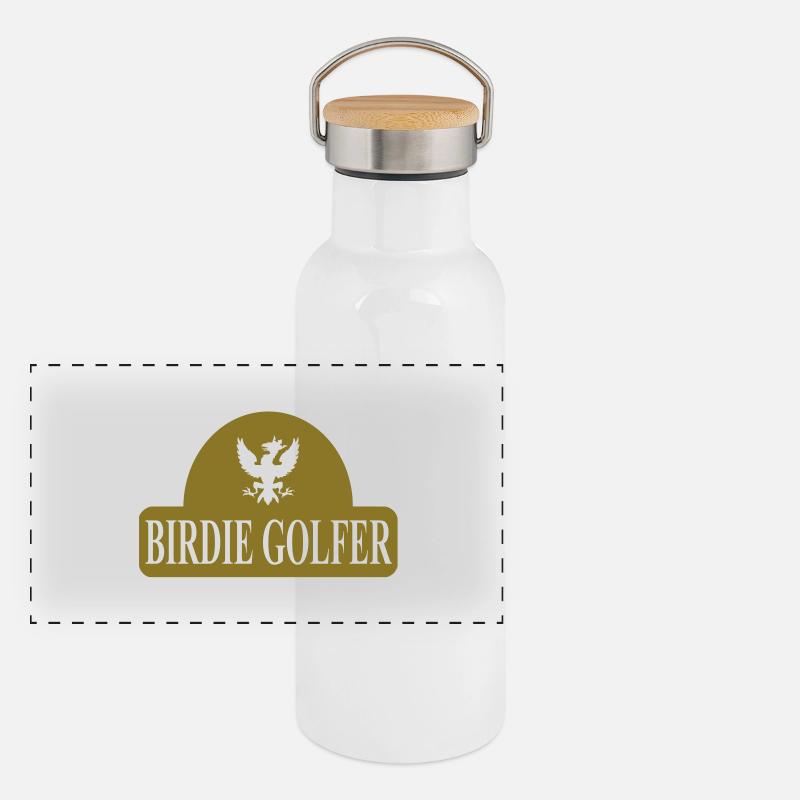 golf Panorama Thermosflasche mit Bambusdeckel