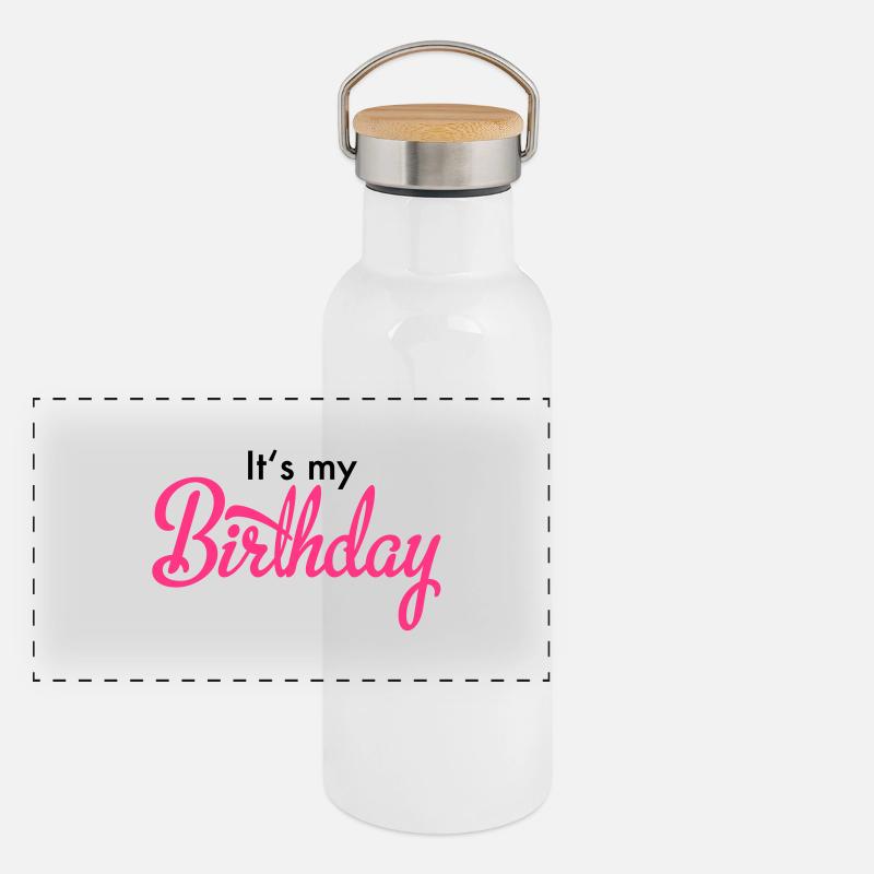 Geburtstag Panorama Thermosflasche mit Bambusdeckel