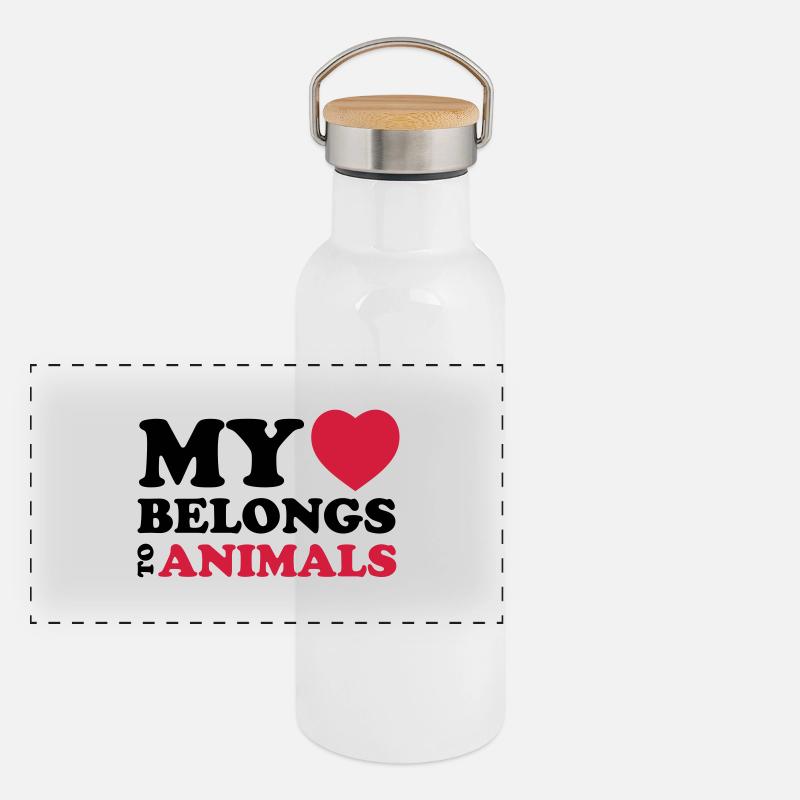 MHBT ANIMALS - Panoramic Thermal Bottle with Bamboo Lid - white