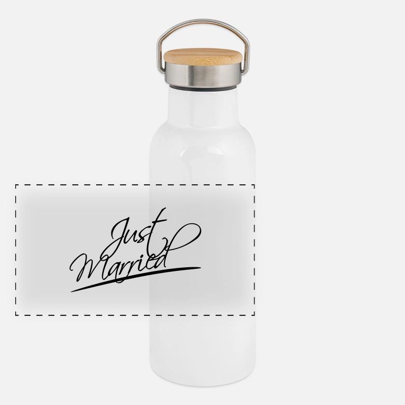 Just Married Logo Design Gourde isotherme avec bouchon en bambou