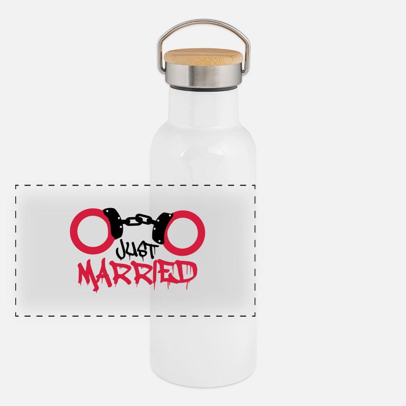 Juste mariés menottes commencés drôle Gourde isotherme avec bouchon en bambou