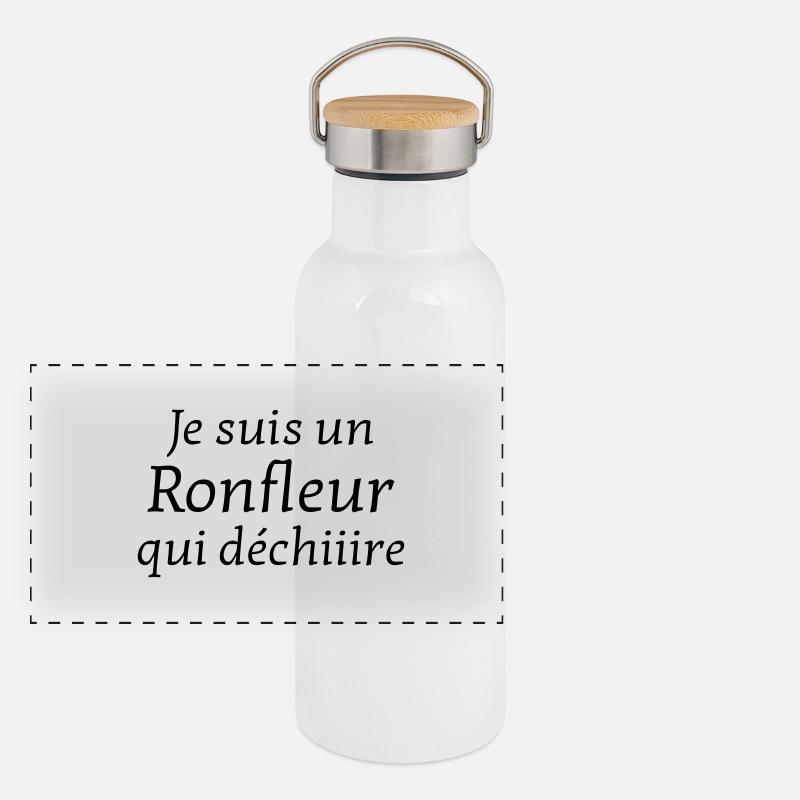 Ronfler / Ronfleur / Ronfleuse / Ronflement Gourde isotherme avec bouchon en bambou