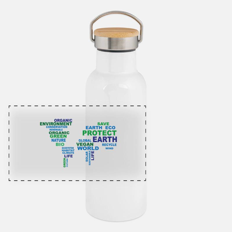 Erde Panorama Thermosflasche mit Bambusdeckel