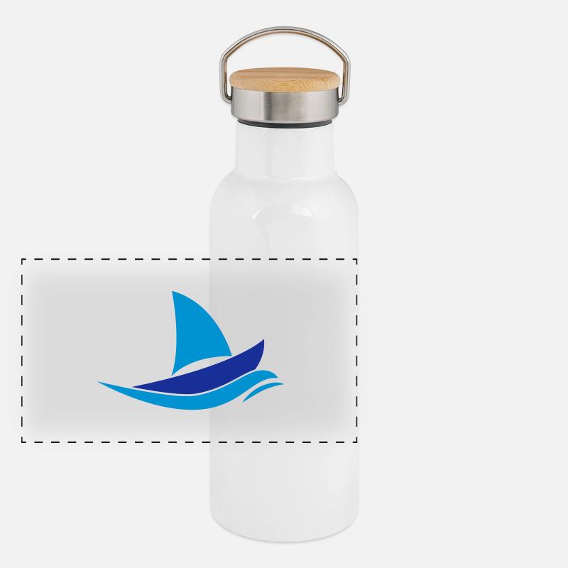 Segelboot Panorama Thermosflasche mit Bambusdeckel