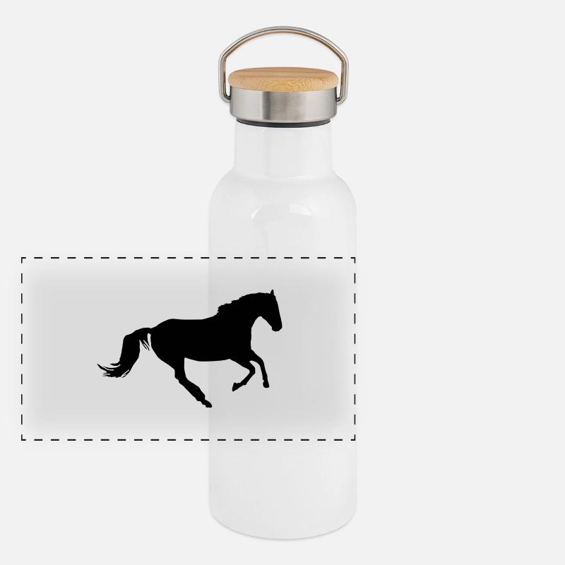 Horse at a gallop Panoramic Thermal Bottle with Bamboo Lid