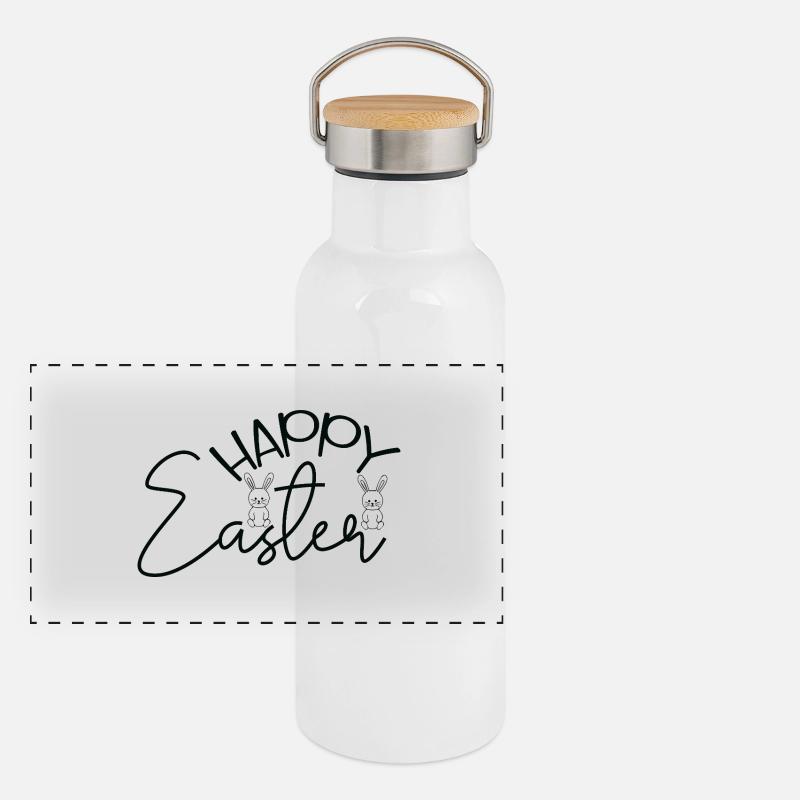 Happy Easter 🐰🌸 Panorama Thermosflasche mit Bambusdeckel