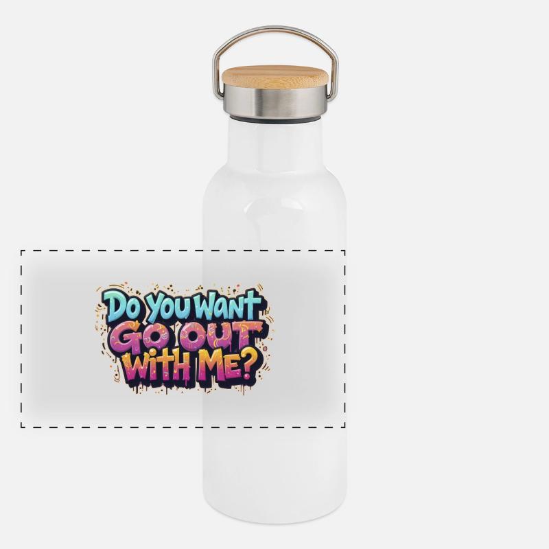 Willst du mit mir ausgehen? Panorama Thermosflasche mit Bambusdeckel