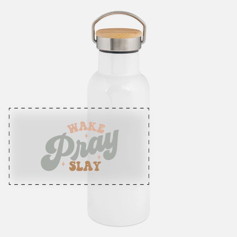 wake, pray, slay Panoramic Thermal Bottle with Bamboo Lid