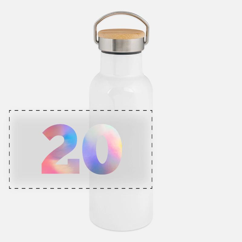 Bunte Zahl 20 Panorama Thermosflasche mit Bambusdeckel