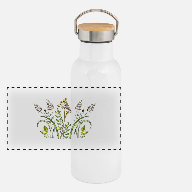 Blumen Panorama Thermosflasche mit Bambusdeckel