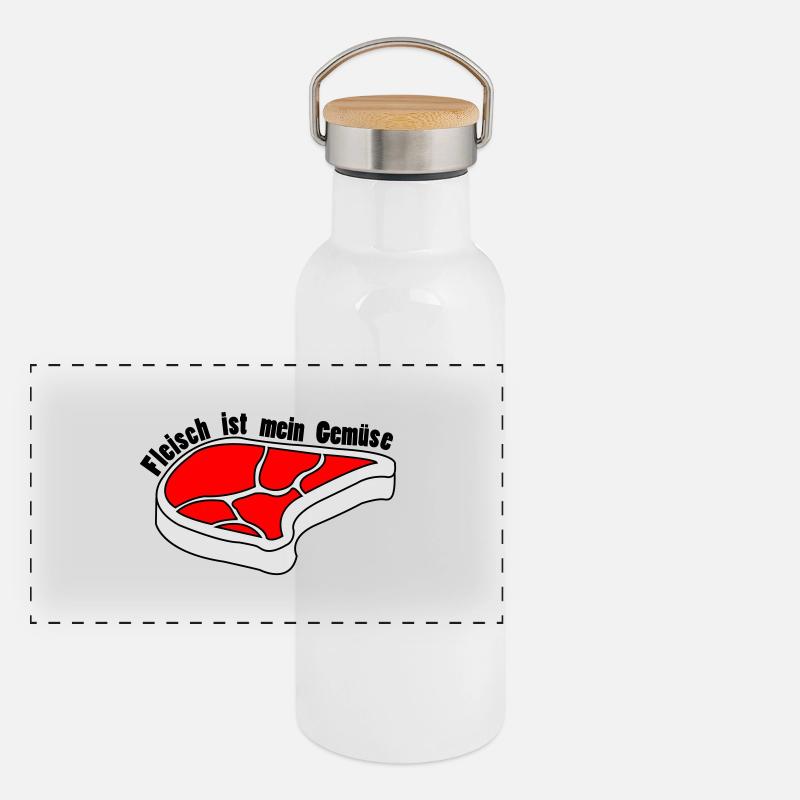 Fleisch ist alles was ich brauche Panorama Thermosflasche mit Bambusdeckel
