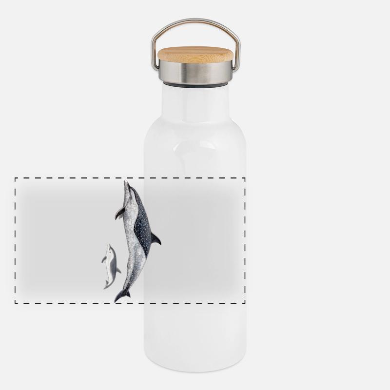 Spotted dolphin Panoramic Thermal Bottle with Bamboo Lid