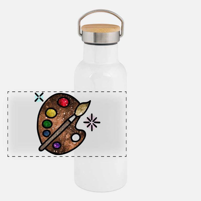 Kosmische Kunst Panorama Thermosflasche mit Bambusdeckel